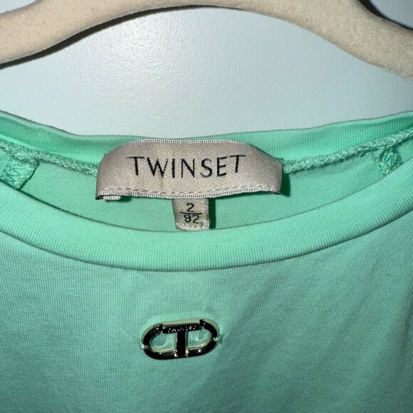 Twinset Girls Mint Green Tulle Sleeve & Hem Dress – Size 2 (92 cm) - Picture 4 of 4